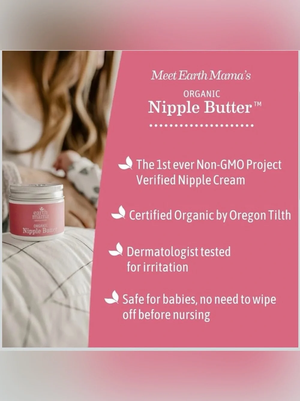🤱🌿 Earth Mama Organic Nipple Butter – 2 oz (Lanolin-Free)